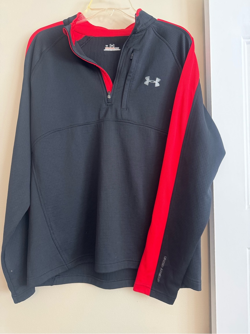 Under Armour Men’s Black Performance Quarter-Zip Jacket with Red Panels